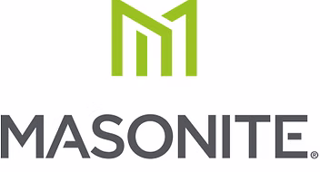 Masonite logo with a green stylized "M" above the word "MASONITE" in bold gray letters.